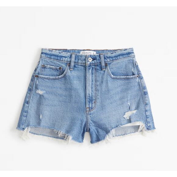 Abercrombie & Fitch Plus Curve Love The Mom Short High Rise Denim Shorts Size 20 - Picture 3 of 10